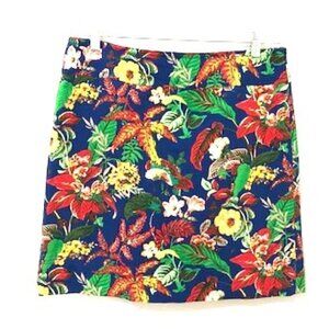 𝅺TALBOTS Blue Floral Tropical Cotton Stretch Pencil Skirt